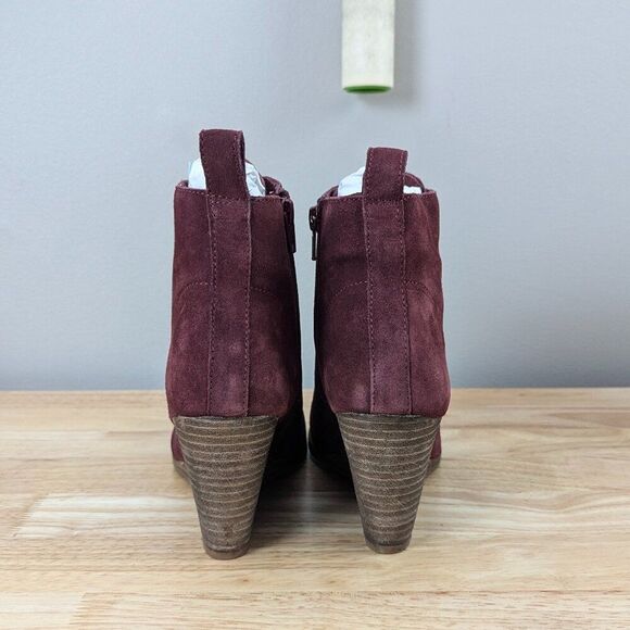 Diba | Women's New Blake Suede Wedge Bootie (Burgundy) Size 8.5 - Picture 4 of 5